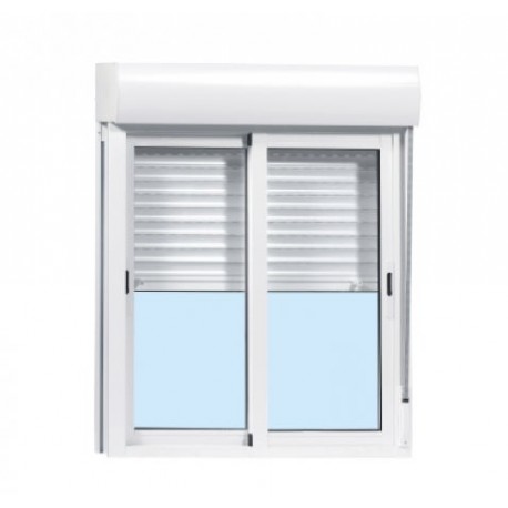 VENTANA CORREDERA ALUMINIO BLANCA CON PERSIANA 100x115cm