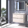 MUEBLE DE BAÑO SUSPENDIDO ETNA 100cm. DE 2 CAJONES + LAVABO + ESPEJO LED 