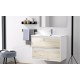 BATHROOM HUNG FURNITURE WITH TWO DRAWERS AND HEATED BACKLIT LED MIRROR, 60CM