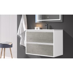 BATHROOM HUNG FURNITURE ZAO  WITH TWO DRAWERS AND HEATED BACKLIT LED MIRROR, 80CM