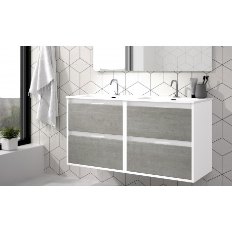 BATHROOM HUNG FURNITURE ETNA WITH FOUR DRAWERS AND TWO SINKS, 120CM