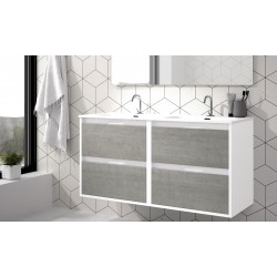 BATHROOM HUNG FURNITURE ZAO WITH FOUR DRAWERS, TWO SINKS  AND MIRROR, 120CM