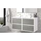 BATHROOM HUNG FURNITURE ETNA WITH FOUR DRAWERS, TWO SINKS AND HEATED BACKLIT LED MIRROR, 120CM