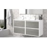 MUEBLE DE BAÑO SUSPENDIDO ZAO 120cm. DE 4 CAJONES + 2 LAVABOS + ESPEJO LED 