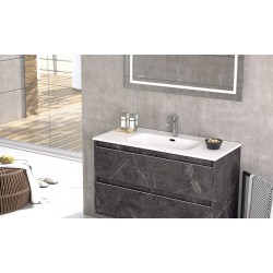 BATHROOM HUNG FURNITURE NASU WITH TWO DRAWERS AND HEATED BACKLIT LED MIRROR, 60CM