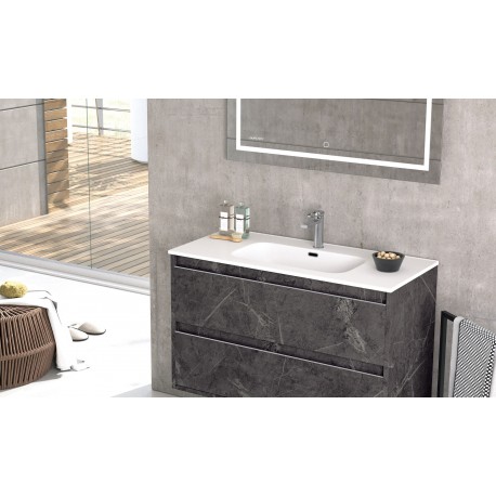 BATHROOM HUNG FURNITURE ZAO  WITH TWO DRAWERS AND HEATED BACKLIT LED MIRROR, 60CM