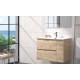 BATHROOM HUNG FURNITURE NASU WITH TWO DRAWERS AND HEATED BACKLIT LED MIRROR, 80CM