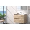 BATHROOM HUNG FURNITURE KULA WITH TWO DRAWERS, ONE DOOR  AND MIRROR, 80CM