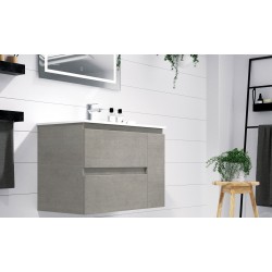 BATHROOM HUNG FURNITURE KULA WITH TWO DRAWERS, ONE DOOR  AND HEATED BACKLIT LED MIRROR, 80CM