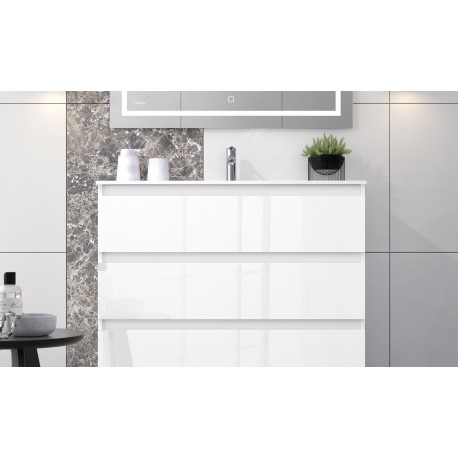 MUEBLE DE BAÑO OROSI 60cm. DE 3 CAJONES + LAVABO + ESPEJO LED 