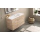 BATHROOM HUNG FURNITURE WITH TWO DRAWERS AND HEATED BACKLIT LED MIRROR, 60CM