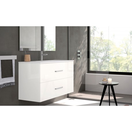 MUEBLE DE BAÑO SUSPENDIDO ETNA 60cm. DE 2 CAJONES + LAVABO + ESPEJO 