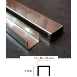 LISTELO " U " ACERO INOXIDABLE CEPILLADO 10x8mm x 2,60m