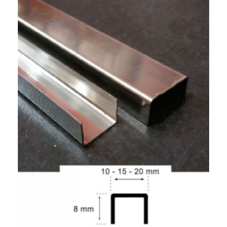 LISTELO " U " ACERO INOXIDABLE CEPILLADO 10x8mm x 2,60m