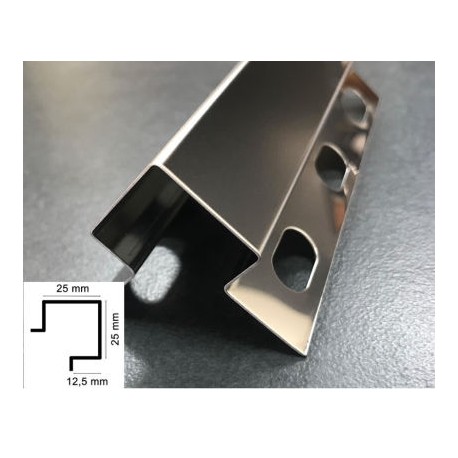 LISTELO " ALFA " ACERO INOXIDABLE CEPILLADO H - 12,5mm x 2,60m