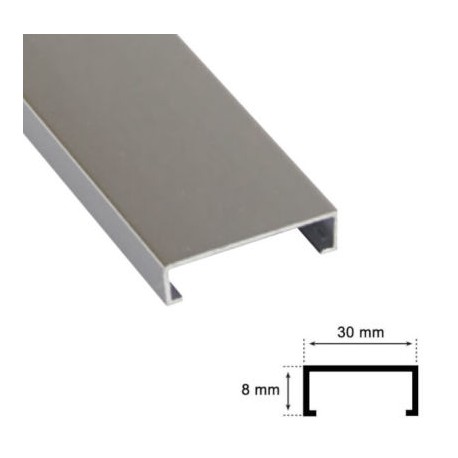 LISTELO ALUMINIO "U R" PLATA BRILLO 30x8mm x 2,50m