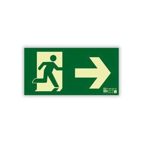 PHOTOLUMINESCENT SIGN EMERGENCY EXIT RIGHT 1 UNIT