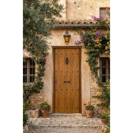 PUERTA DE ENTRADA RUSTICA NOGAL 80cm DERECHA