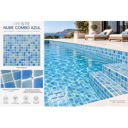 A SWIMMING POOL MOSAIC GRESITE NUBE COMBO AZUL, STD