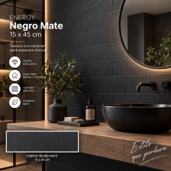 ENERGY NEGRO MATE 15x45cm, ECO