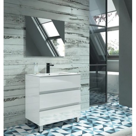 CONJUNTO MUEBLE DE BAÑO BOSTON BLANCO 80x45cm 3 CAJONES