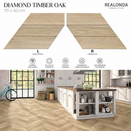 DIAMOND TIMBER OAK MATE 70x40cm, COM