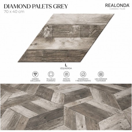 DIAMOND PALLET GREY MATE 70x40cm, COM