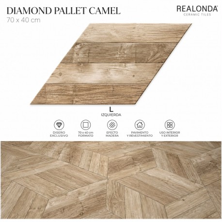 DIAMOND PALLET CAMEL EFECTO MADERA 70x40cm, COM