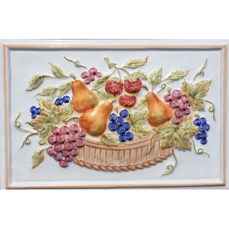 AZULEJO DECORATIVO FRUTAS BLANCO BRILLO 21,5x32,5cm.
