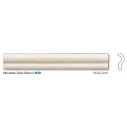 MOLDURA CERÁMICA STONE BLANCO 5x33,3cm.