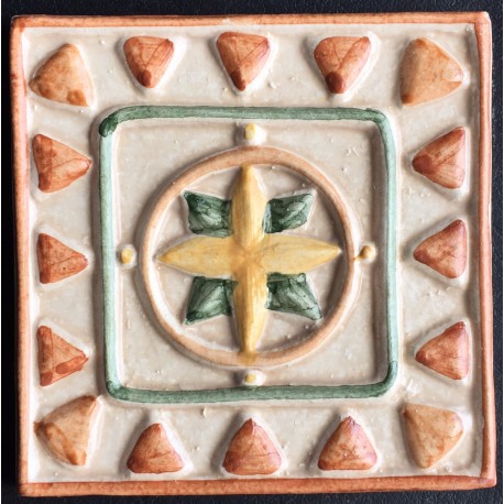 AZULEJO DECORATIVO TACO CARDINAL MARRON   10x10cm.