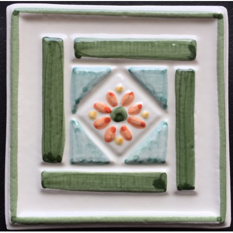 AZULEJO DECORATIVO TACO VERDE Nº 2  10x10cm.