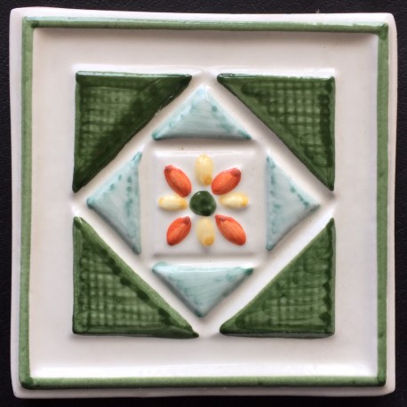AZULEJO DECORATIVO TACO VERDE Nº 3  10x10cm.