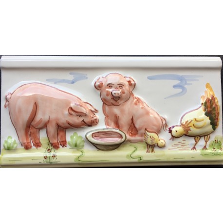  BORDER TILES PIG CREMA 10x20cm.
