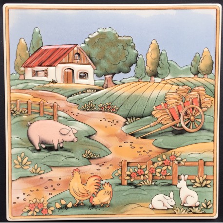 AZULEJO DECORATIVO CAMPO CREMA 15x15cm