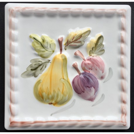 AZULEJO DECORATIVO PERA BLANCO PAINTED 15x15cm