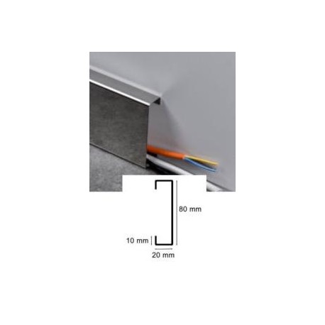 RODAPIÉ ACERO + PASACABLE DECORATIVO PLATA BRILLO