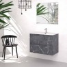 MUEBLE DE BAÑO SUSPENDIDO ETNA 60cm. DE 2 CAJONES + LAVABO + ESPEJO 